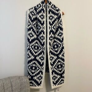 NWT Simonetta Aztec navy and white long length duster cardigan